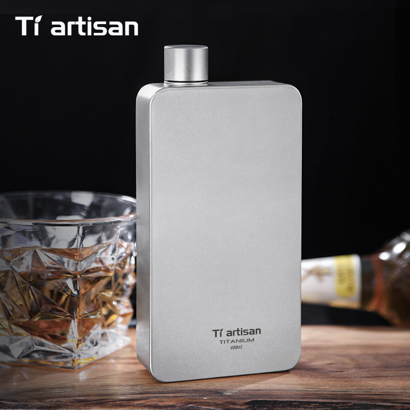 Camping Cooking Gear - Tiartisan 400ML チタン製ヒップフラスコ ウイスキー ワインポット アウトドア