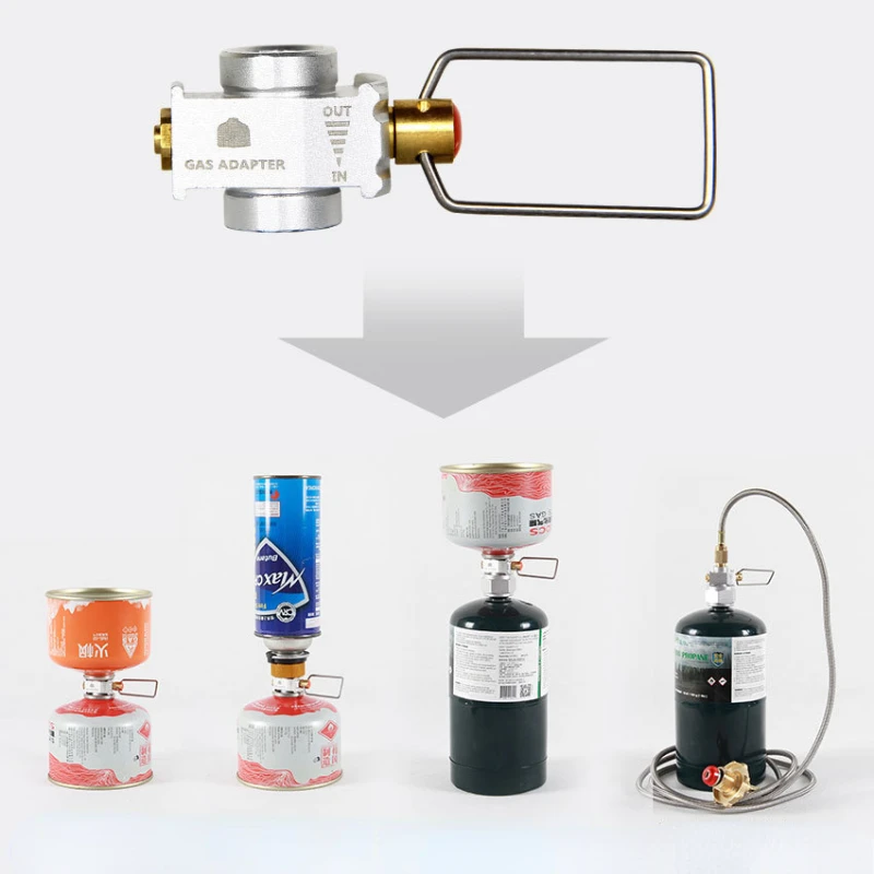 Cooking On Camping Stove - 屋外キャンプ用ガス詰め替えアダプター,ブタン,双方向充電器,ガススプレー詰め替えアダプター