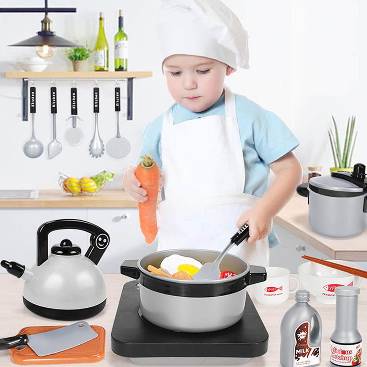 Camping Cooking Kids - 子供用キッチンおもちゃセット 幼児向けごっこ遊び バーベキュー キャンプ 料理遊びセット 鍋