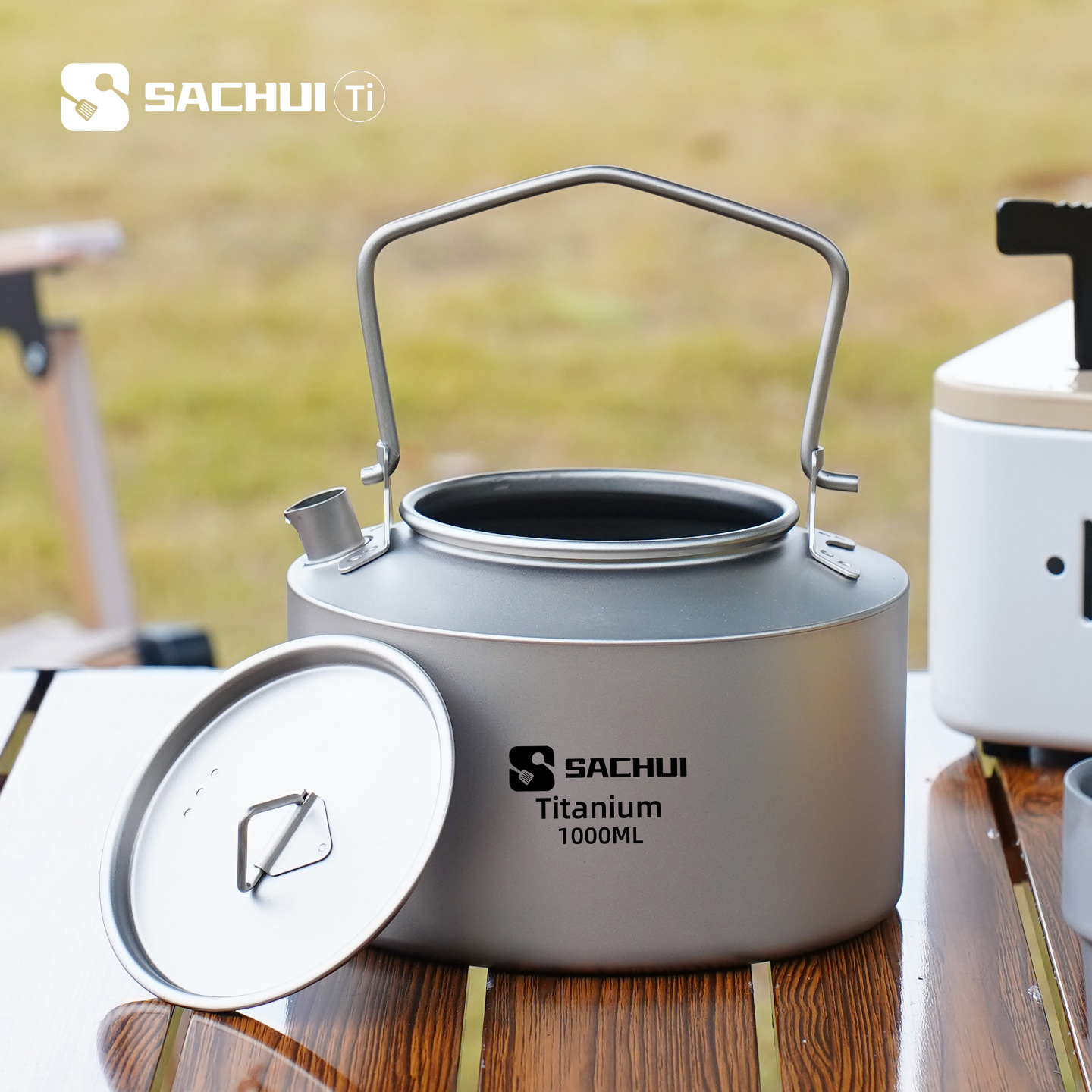 Camping Cooking Gear - 1000 ミリリットル純チタンケトル屋外超軽量茶コーヒーポットキャンプ調理器具ハイキング旅行用ポータブルウォーターケトル