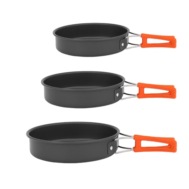 Camping Cooking Set Lightweight - 収納バッグ付きポータブルフライパン、焦げ付き防止の鳩、軽量グリルパン、キャンプ、旅行用の屋外調理器具