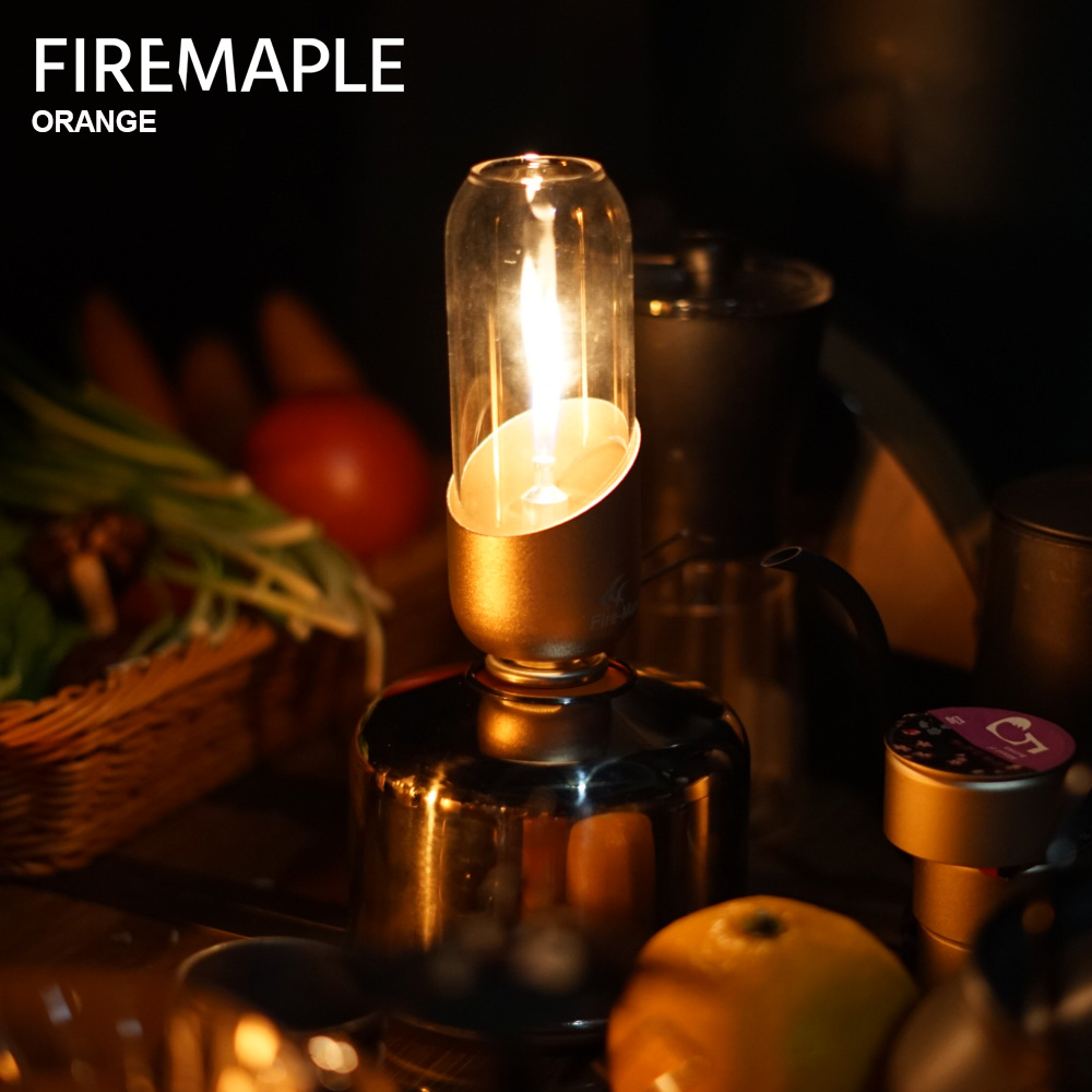 Cooking On Camping Stove - Fire mapleオレンジガスランタン、キャンプ、ハイキング、バックパッキング用の屋外アイソブタンフューエルライト、ロマンティックビアンガスランプ