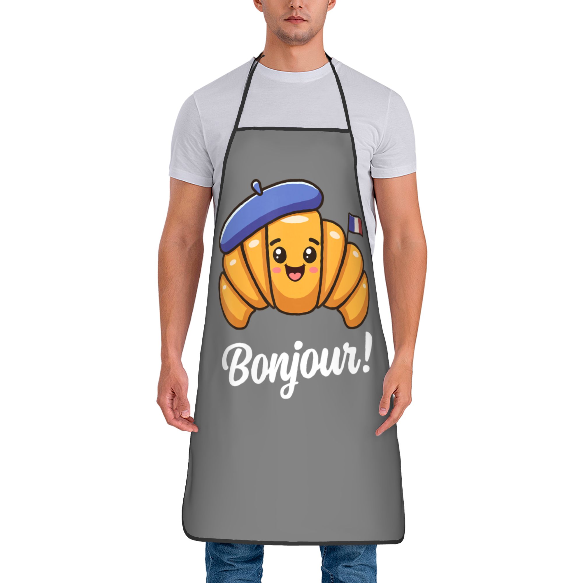Camping Cooking Quotes - クロワッサン フランスの格言引用フランス耐油性よだれかけエプロン薄いポリエステル製ベーキング面白い料理大人女性男性キャンプアクセサリー