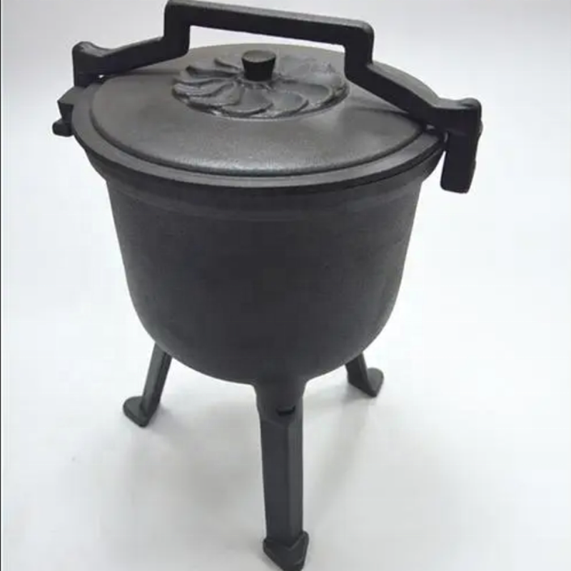 Camp Dutch Oven Cast - 4L鋳鉄製ヘビーデューティーキッチンダッチオーブン三脚蓋付きキャンプ旅行用オーブン、大特価販売中