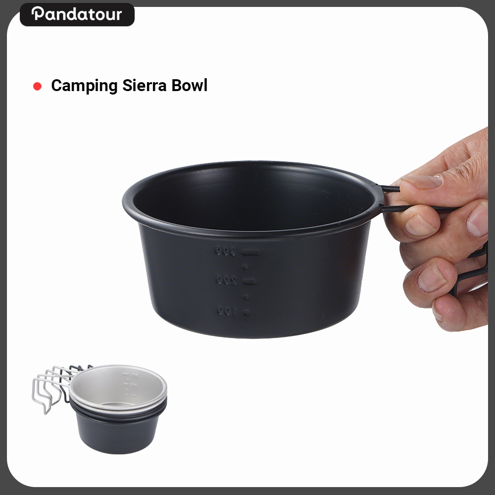 Camping Cooking Set Lightweight - Pandatour アウトドア キャンプ シエラボウル 目盛り付き 折りたたみハンドル