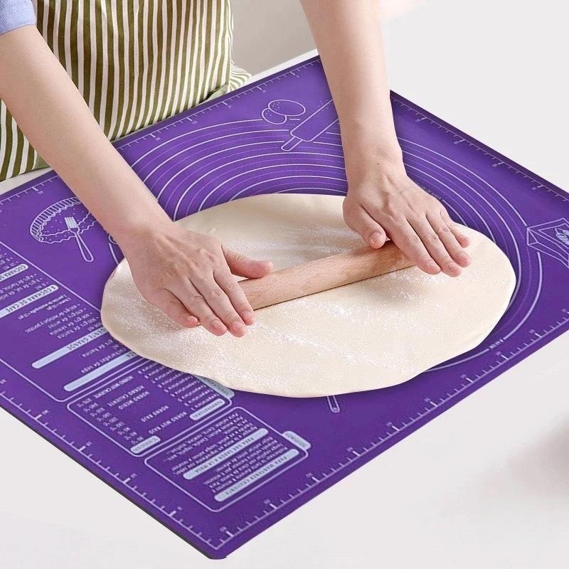 Camping Cooking Mat - 60×46cm シリコン製ペストリーマット 極厚 ノンスティック ベーキングマット 計量付き