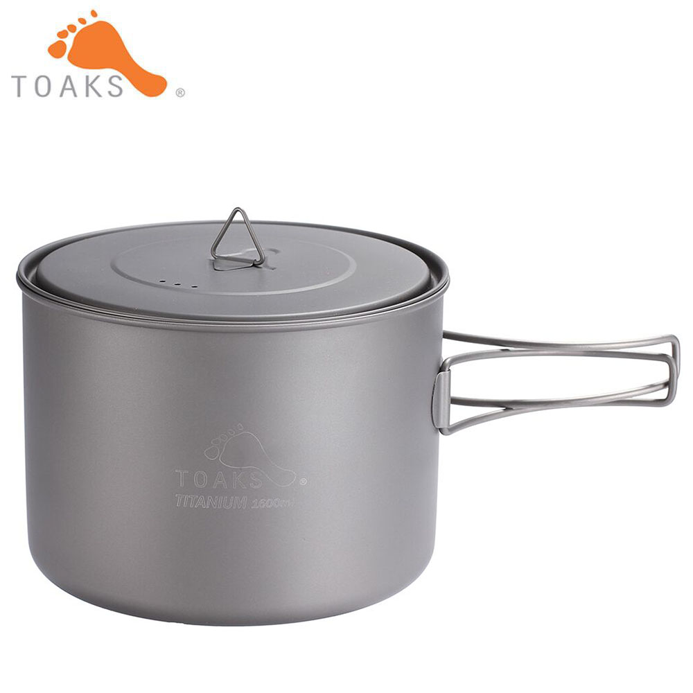 Camping Cooking Gear - Toaks屋外キャンプ3 in1チタンポット1600ミリリットル超軽量ポータブルチタンボウルカップポットハンドル