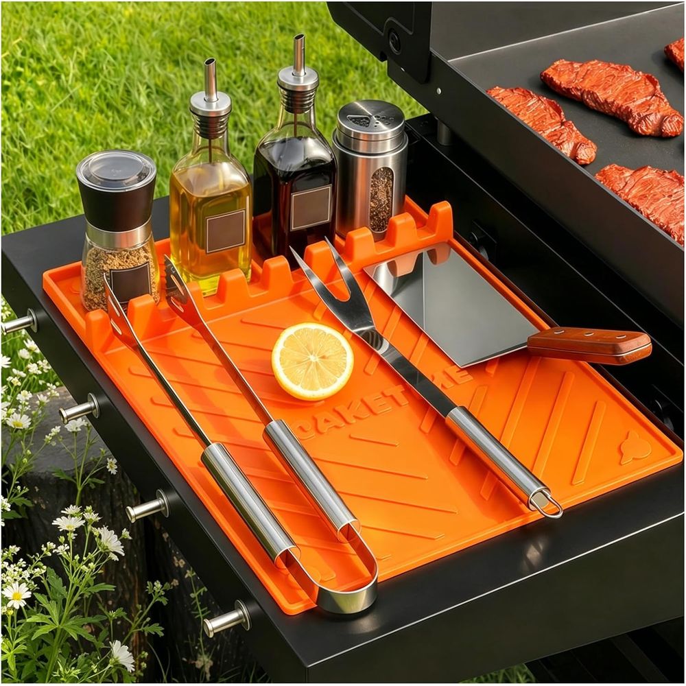 Camping With Cooking - シリコン製グリルマットまたはグリドルアクセサリー、調理キッチン、バーベキューの必需品、カウンタートップ、屋外キャンプ、芝生用