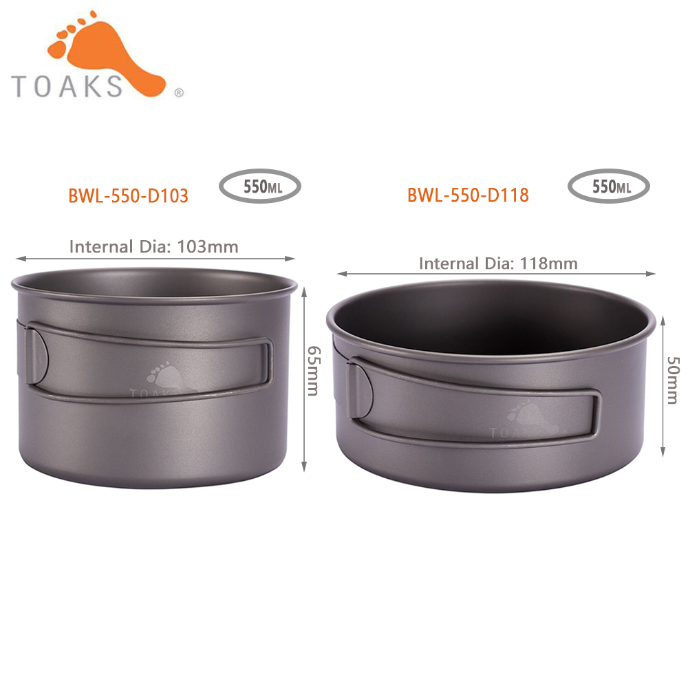 Toaks BWL-550折りたたみハンドル付きキャンプチタ - Camping Cooking Set Lightweight のレビューと価格