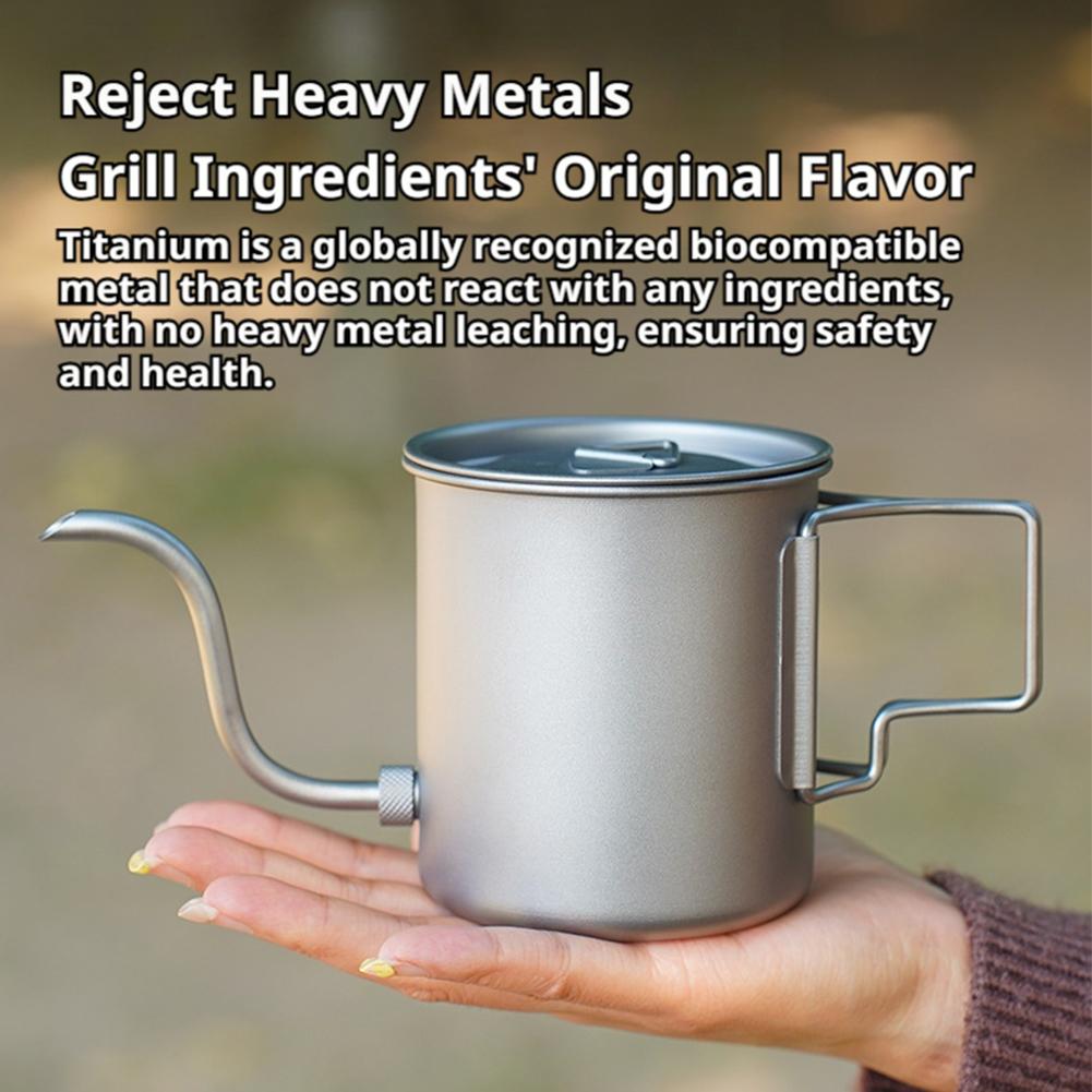 420 ミリリットル軽量チタンコーヒーポット蓋付きグースネッ - Camping Cooking Set Lightweight のレビューと価格