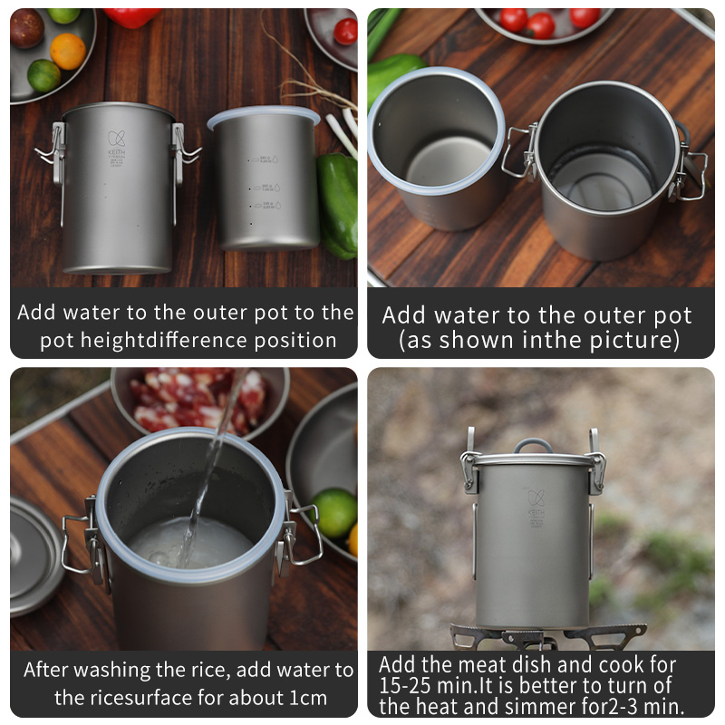 KEITH 純チタン製 炊飯クッカー 900ml 超軽量 折 - Camping Cooking Gear のレビューと価格