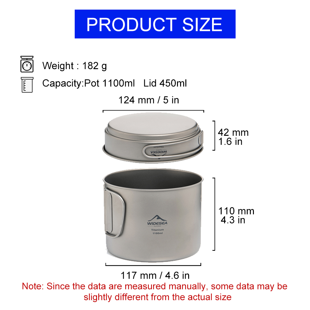 Widesea 超軽量チタンキャンプポット 1100ml 折 - Camping Cooking Gear のレビューと価格