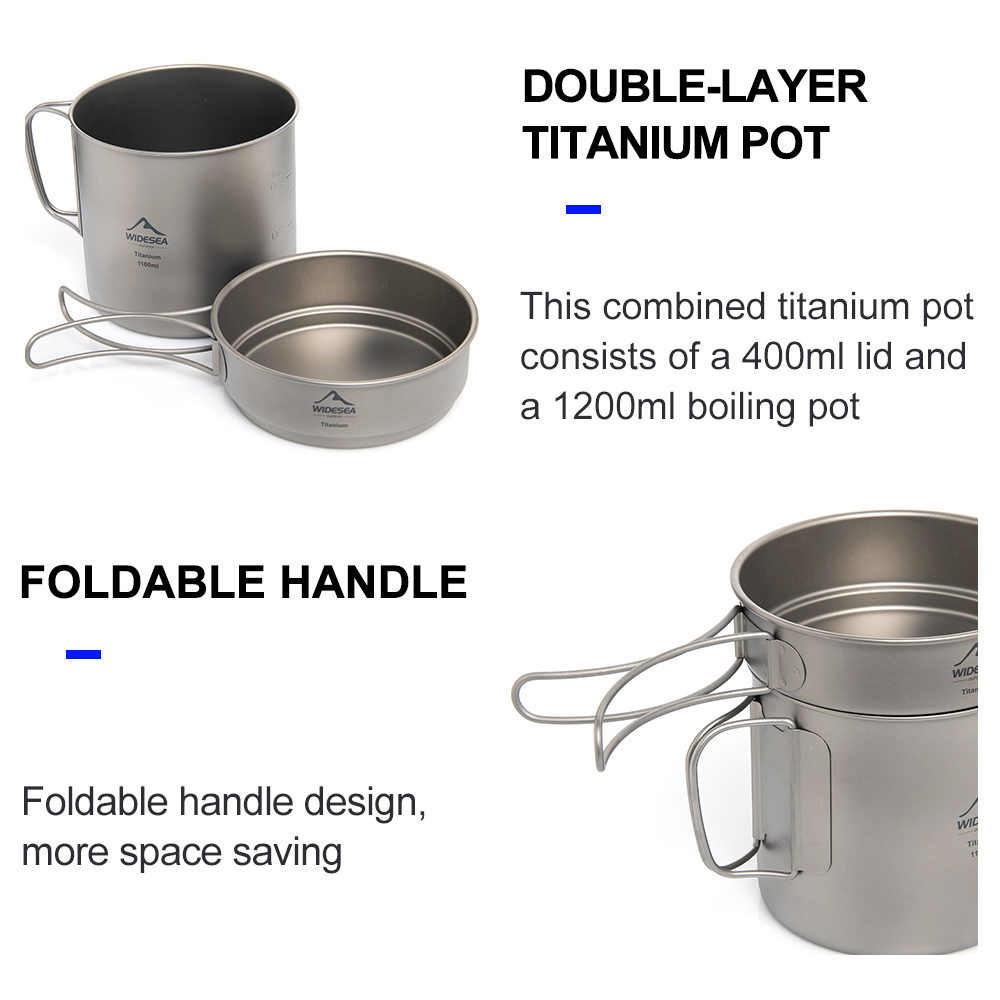 Widesea 超軽量チタンキャンプポット 1100ml 折 - Camping Cooking Gear のレビューと価格