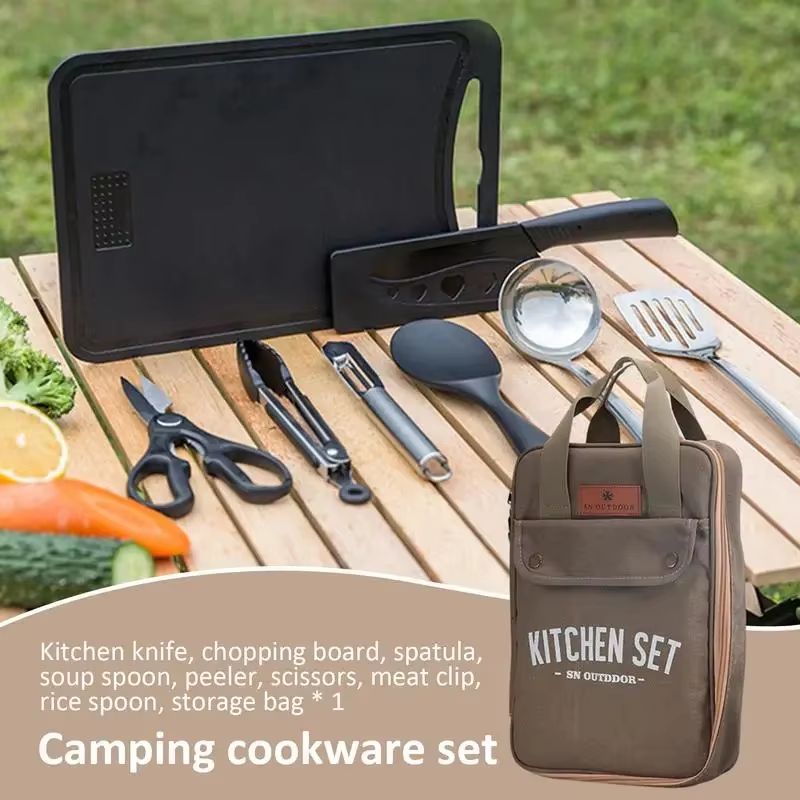 8 個キャンプキッチン調理器具セットポータブルバッグアウトド - Camping Cooking Gear のレビューと価格