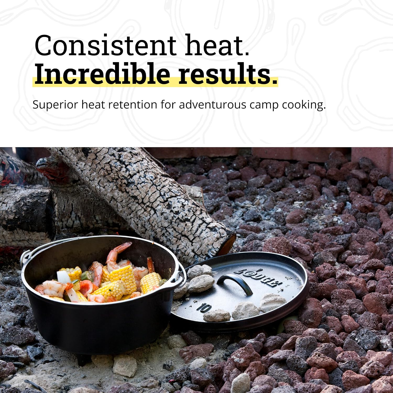 キャンプ用ダッチオーブン - 事前調理済みの鋳鉄製、5クォー - Camp Dutch Oven Cast のレビューと価格