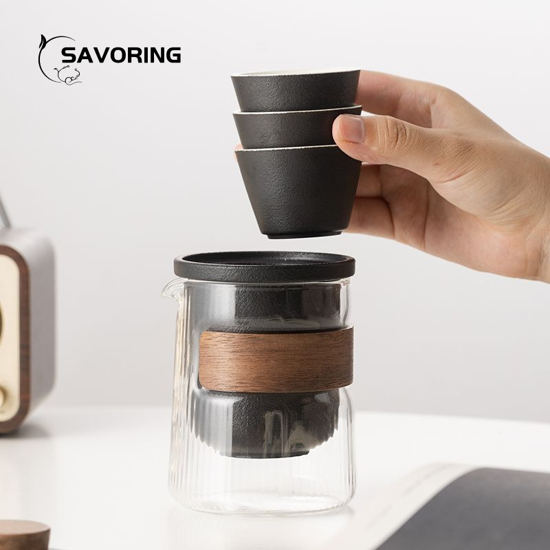 シンプルな中国製陶磁器茶器セット、ポット1個、カップ3個、バ - Camping Cooking Gear のレビューと価格