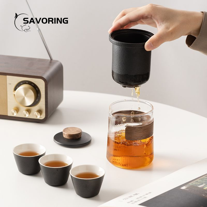 シンプルな中国製陶磁器茶器セット、ポット1個、カップ3個、バ - Camping Cooking Gear のレビューと価格