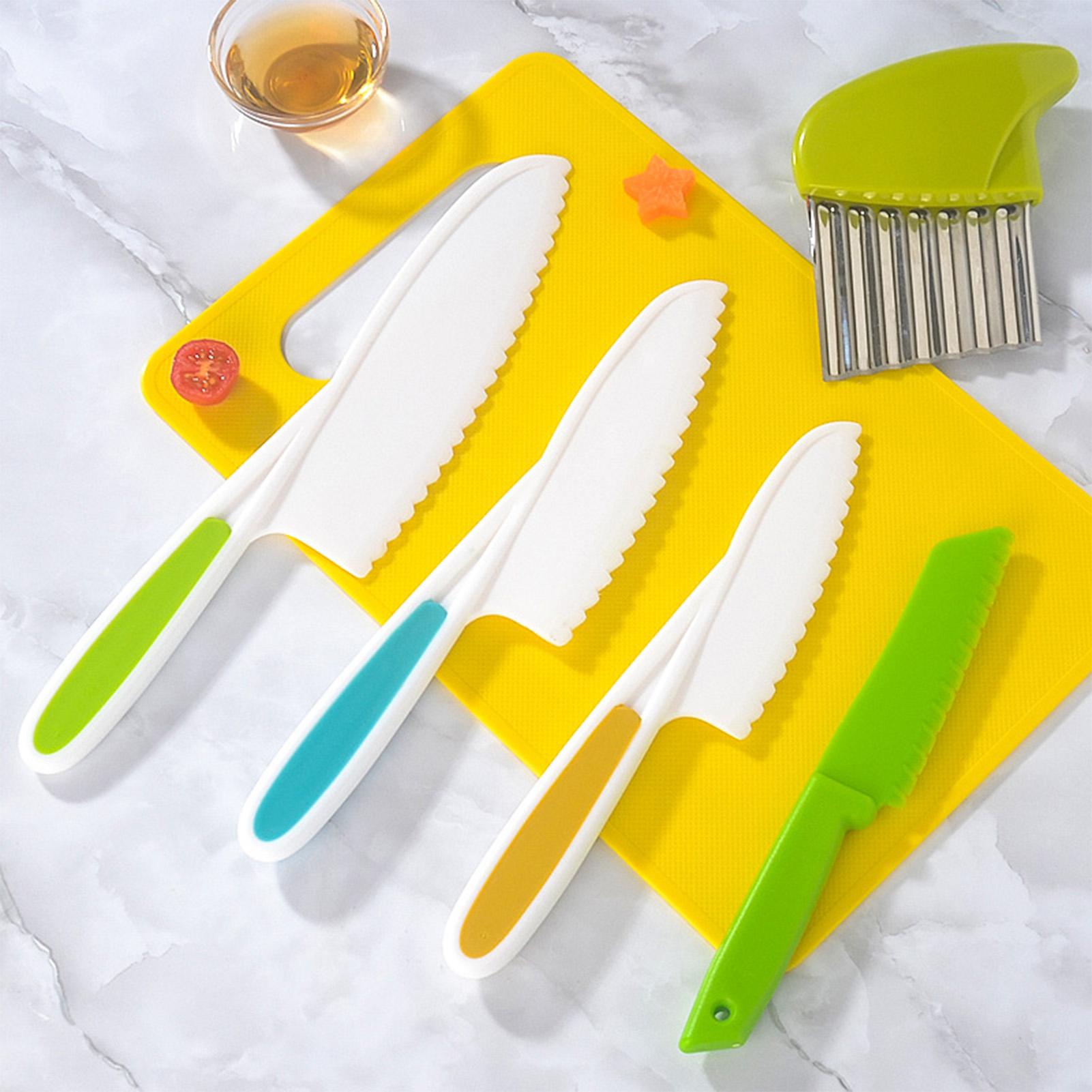 プラスチックキッチンツール子供用まな板ナイフセット子供の安全 - Camping Cooking Kids のレビューと価格
