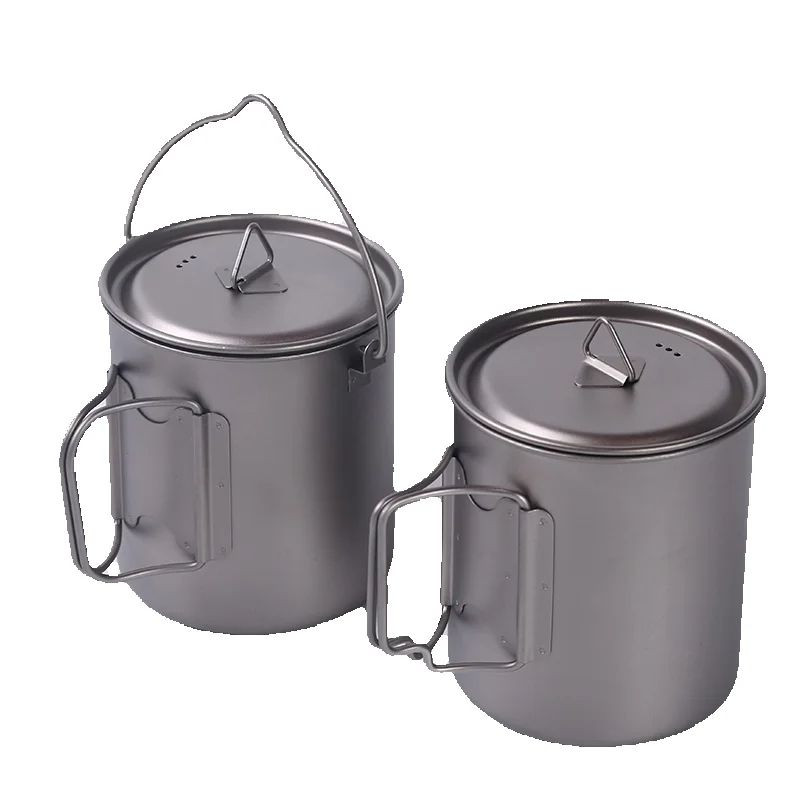 キャンプ用超軽量折りたたみハンドル付きチタンカップ,調理鍋, - Camping Cooking Gear のレビューと価格