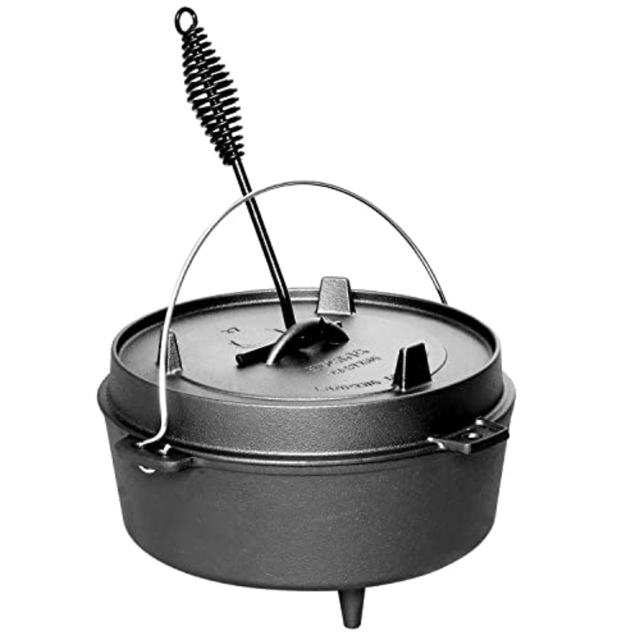 プレシーズン加工済みの鋳鉄製ダッチオーブン、スキレット蓋付き - Camp Dutch Oven Cast のレビューと価格