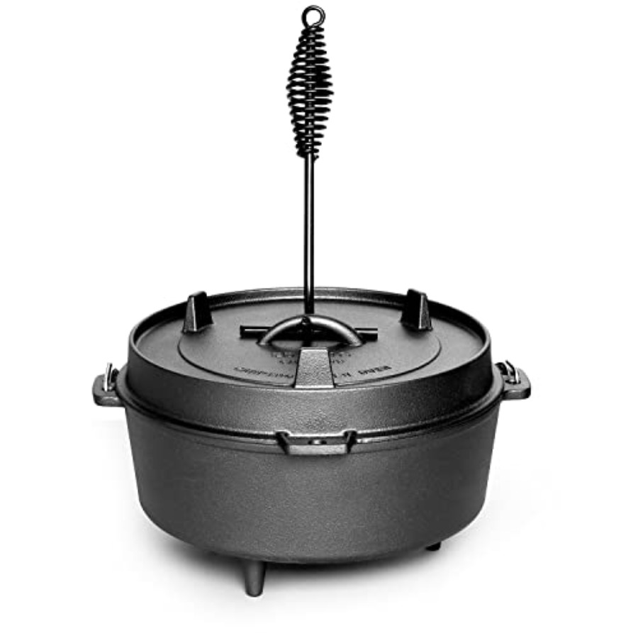 プレシーズン加工済みの鋳鉄製ダッチオーブン、スキレット蓋付き - Camp Dutch Oven Cast のレビューと価格