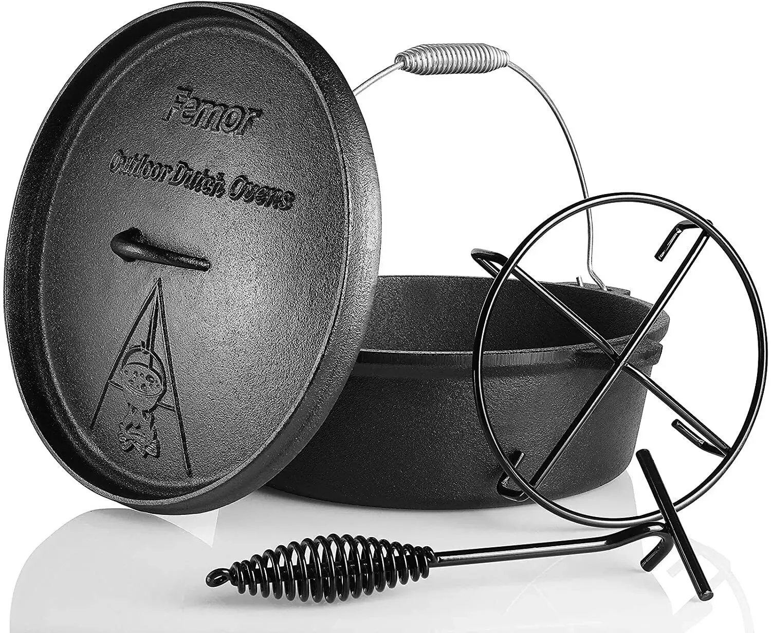 屋外キャンプ用鋳鉄ハッチオーブン、バーベキュー用キャセロール - Camp Dutch Oven Cast のレビューと価格