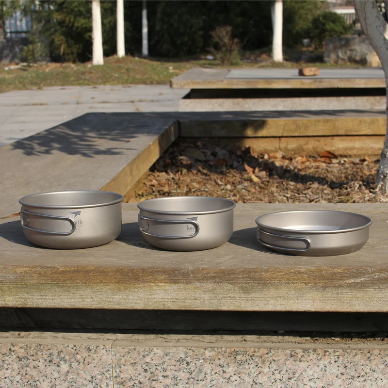 キース 3 個チタン調理器具パンボウルセット折りたたみハンド - Camping Outdoor Cooking Equipment のレビューと価格