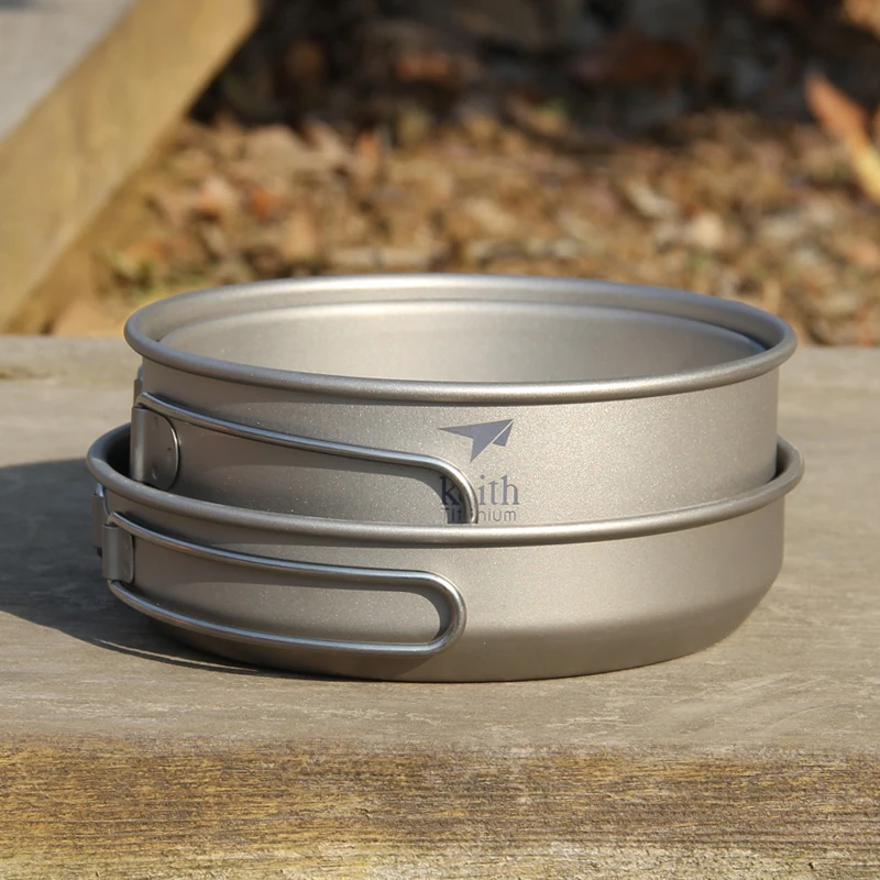 キース 3 個チタン調理器具パンボウルセット折りたたみハンド - Camping Outdoor Cooking Equipment のレビューと価格