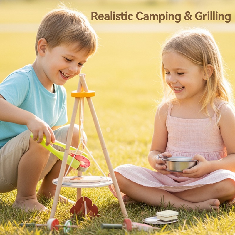 木製キッズキャンプバーベキュートイセット キャンプファイヤー - Camping Cooking Kids のレビューと価格