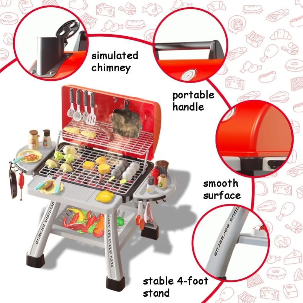 バーベキューグリルおもちゃセット子供用バーベキューごっこ遊び - Camping Cooking Kids のレビューと価格