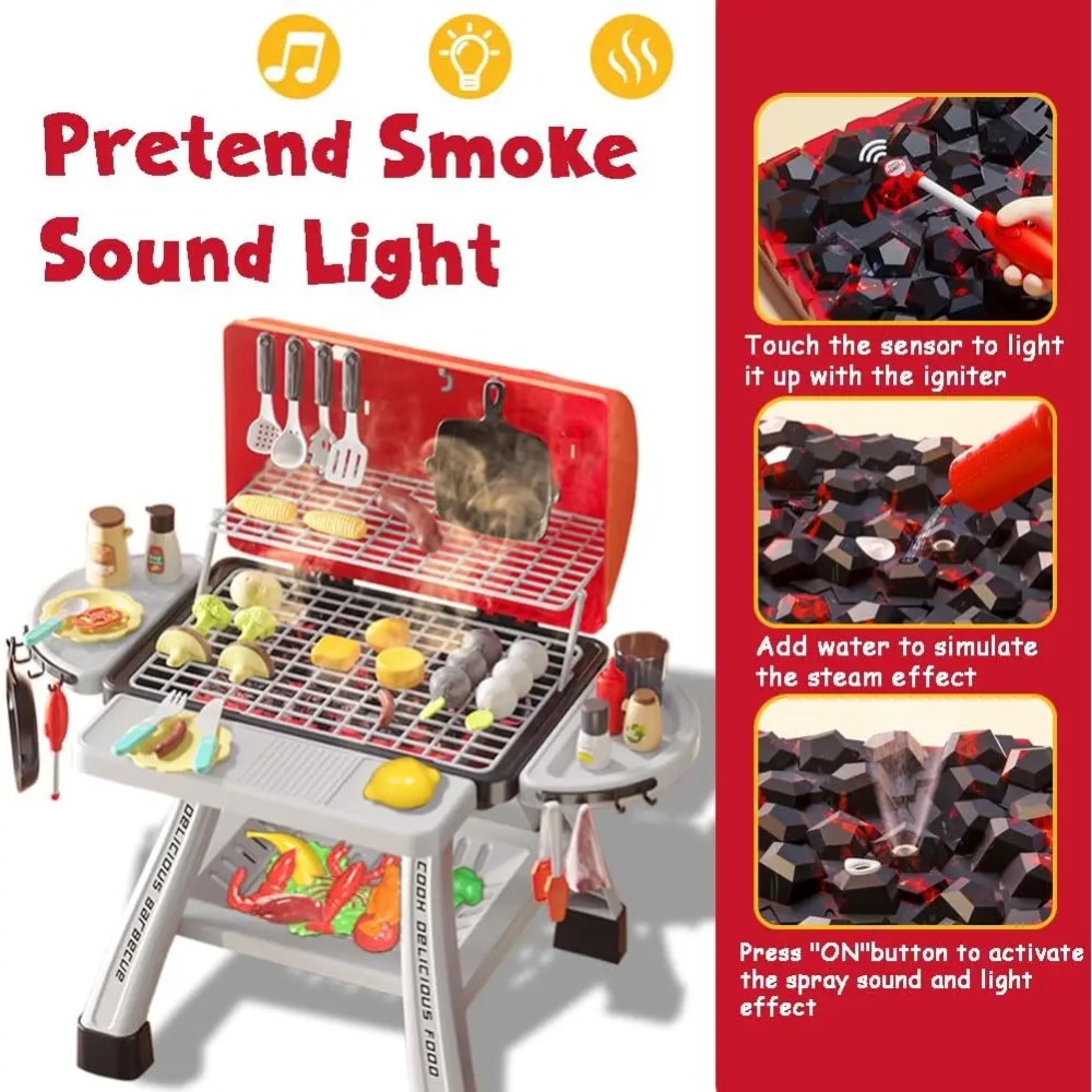 バーベキューグリルおもちゃセット子供用バーベキューごっこ遊び - Camping Cooking Kids のレビューと価格