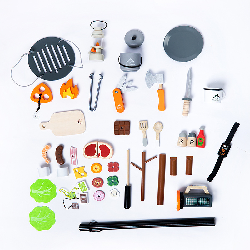 子供向け教育玩具 面白いBBQ木製キッチンごっこ遊びセット  - Camping Cooking Kids のレビューと価格