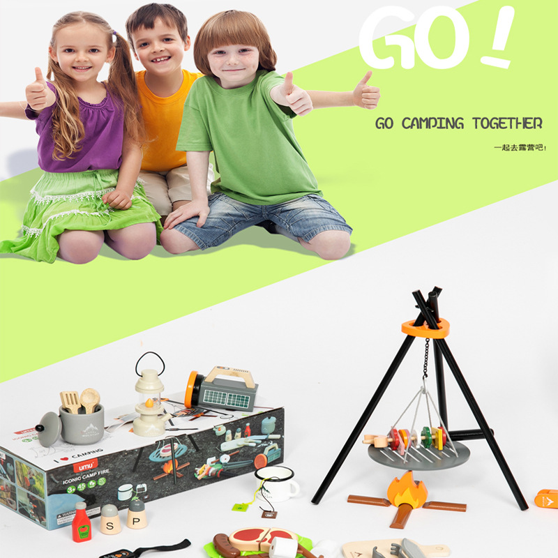 子供向け教育玩具 面白いBBQ木製キッチンごっこ遊びセット  - Camping Cooking Kids のレビューと価格