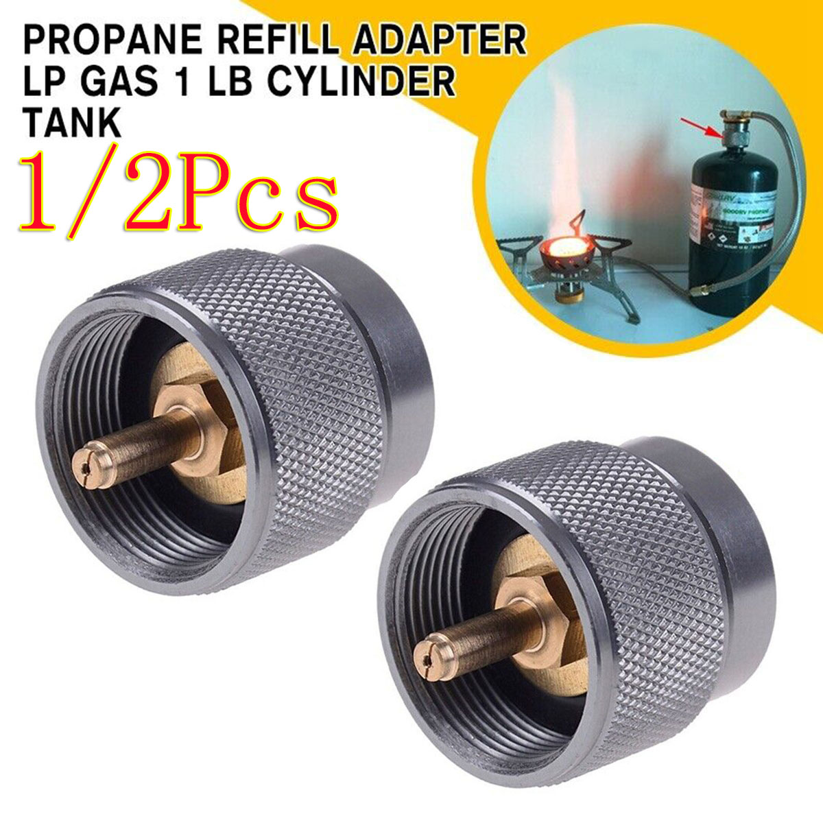 1/2Pc ガスストーブ詰め替えアダプターシリンダーブタンキ - Camping Cooking Gas Canister のレビューと価格