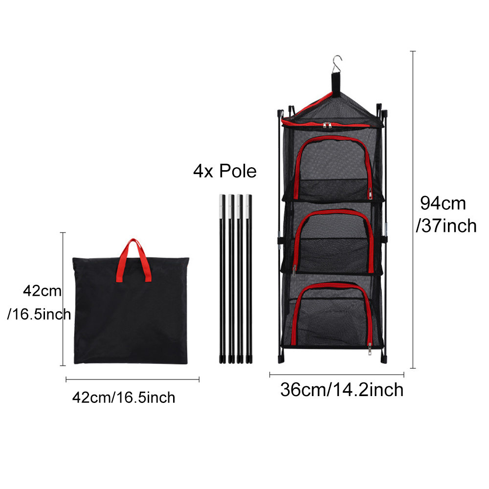 屋外キャンプ収納乾燥ネット、ポール付きメッシュバスケット、3 - Camping Outdoor Cooking Equipment のレビューと価格