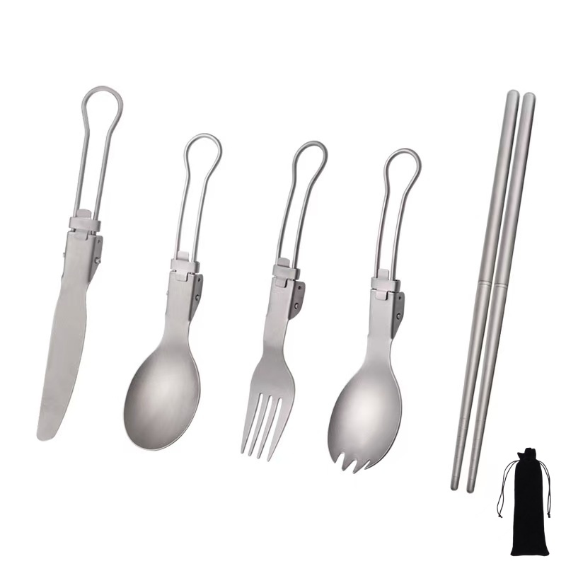 チタン製折りたたみ式食器セット（フォーク、スプーン、ナイフ、 - Camping Cooking Set Lightweight のレビューと価格
