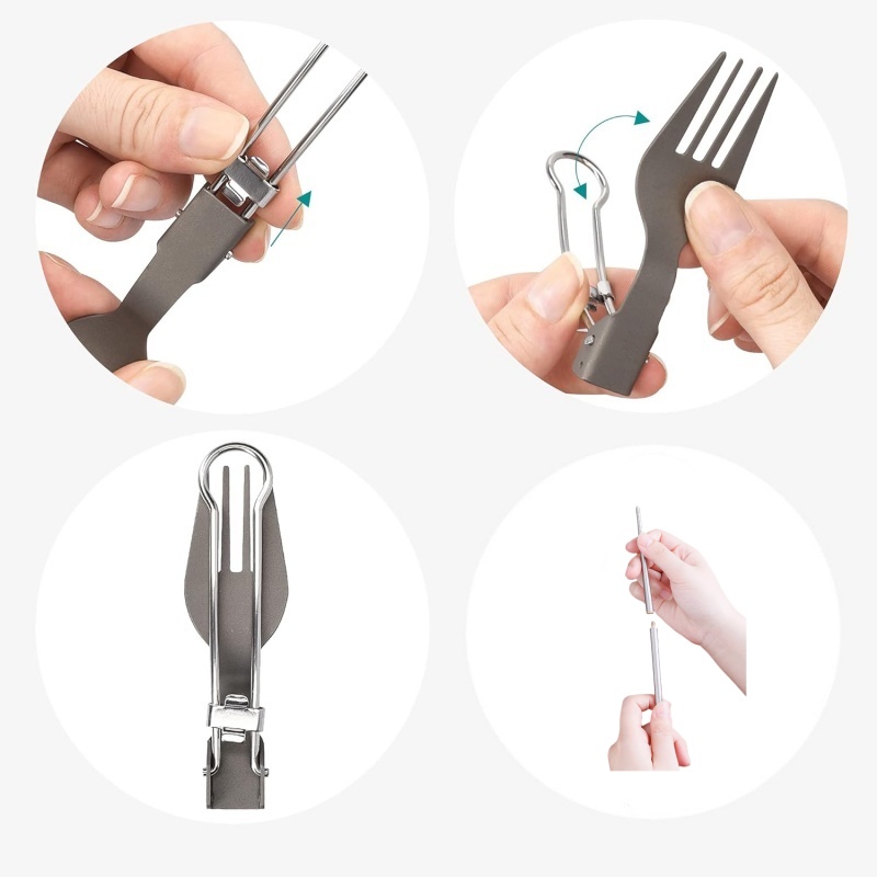 チタン製折りたたみ式食器セット（フォーク、スプーン、ナイフ、 - Camping Cooking Set Lightweight のレビューと価格