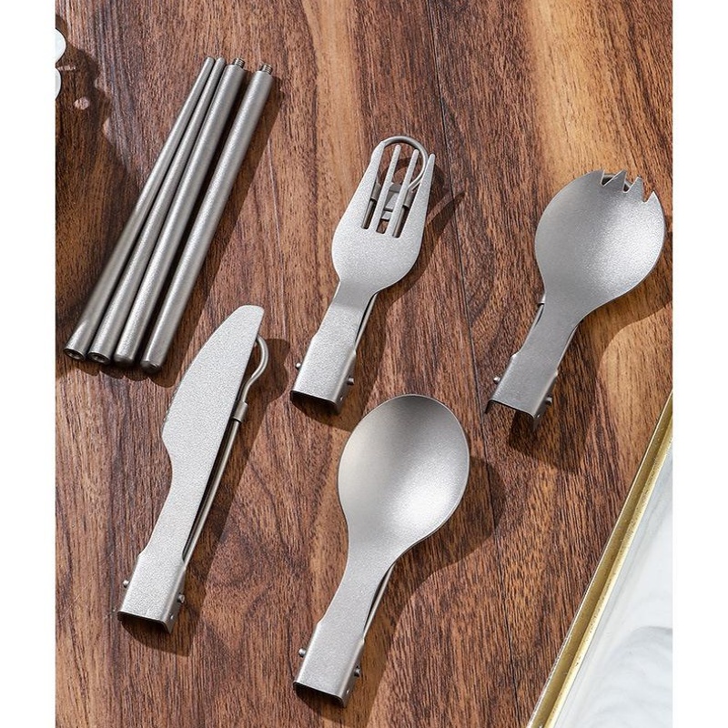 チタン製折りたたみ式食器セット（フォーク、スプーン、ナイフ、 - Camping Cooking Set Lightweight のレビューと価格