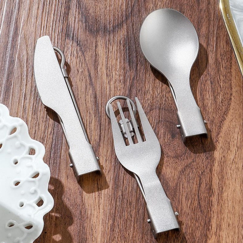 チタン製折りたたみ式食器セット（フォーク、スプーン、ナイフ、 - Camping Cooking Set Lightweight のレビューと価格