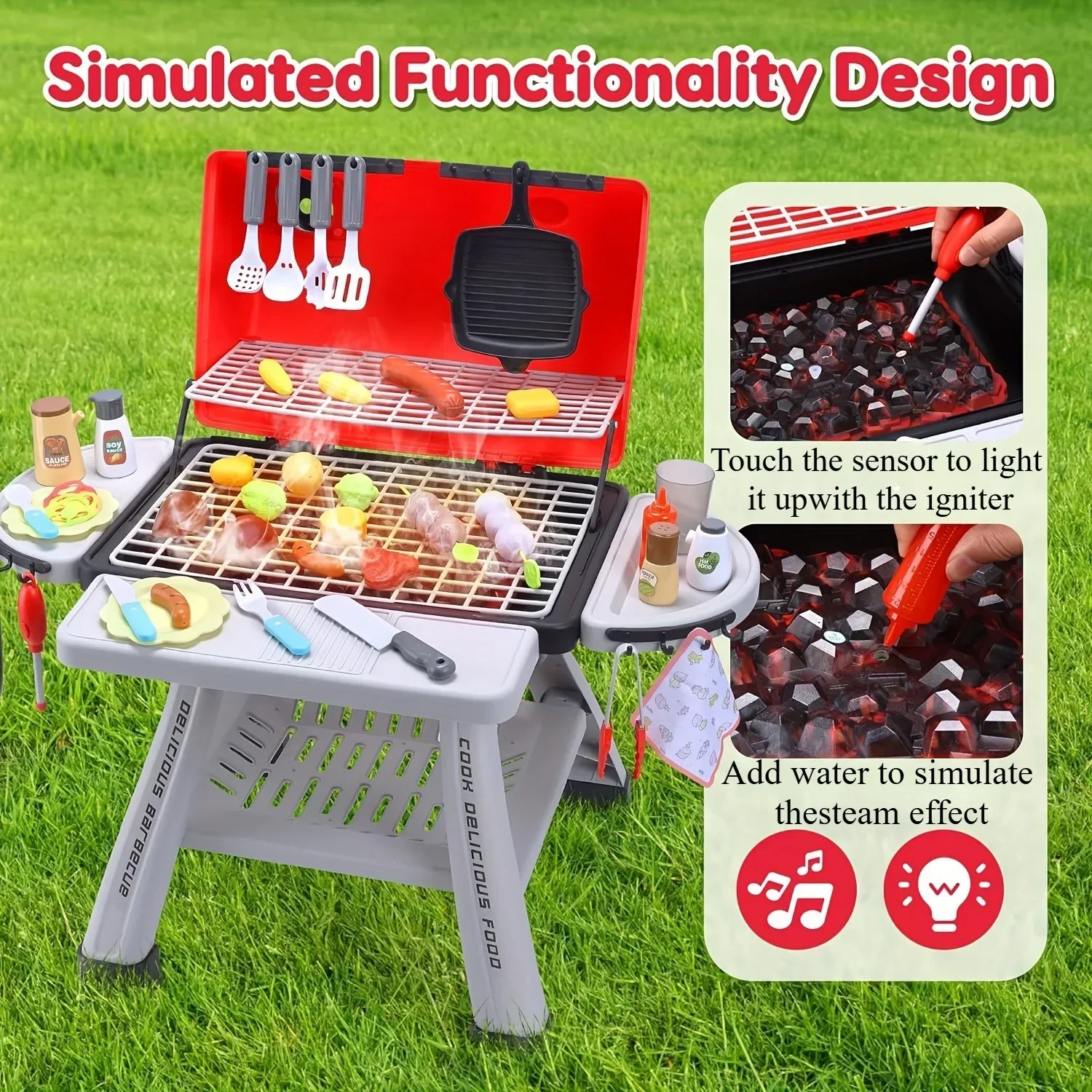 バーベキューグリルおもちゃセット子供用バーベキューごっこ遊び - Camping Cooking Kids のレビューと価格