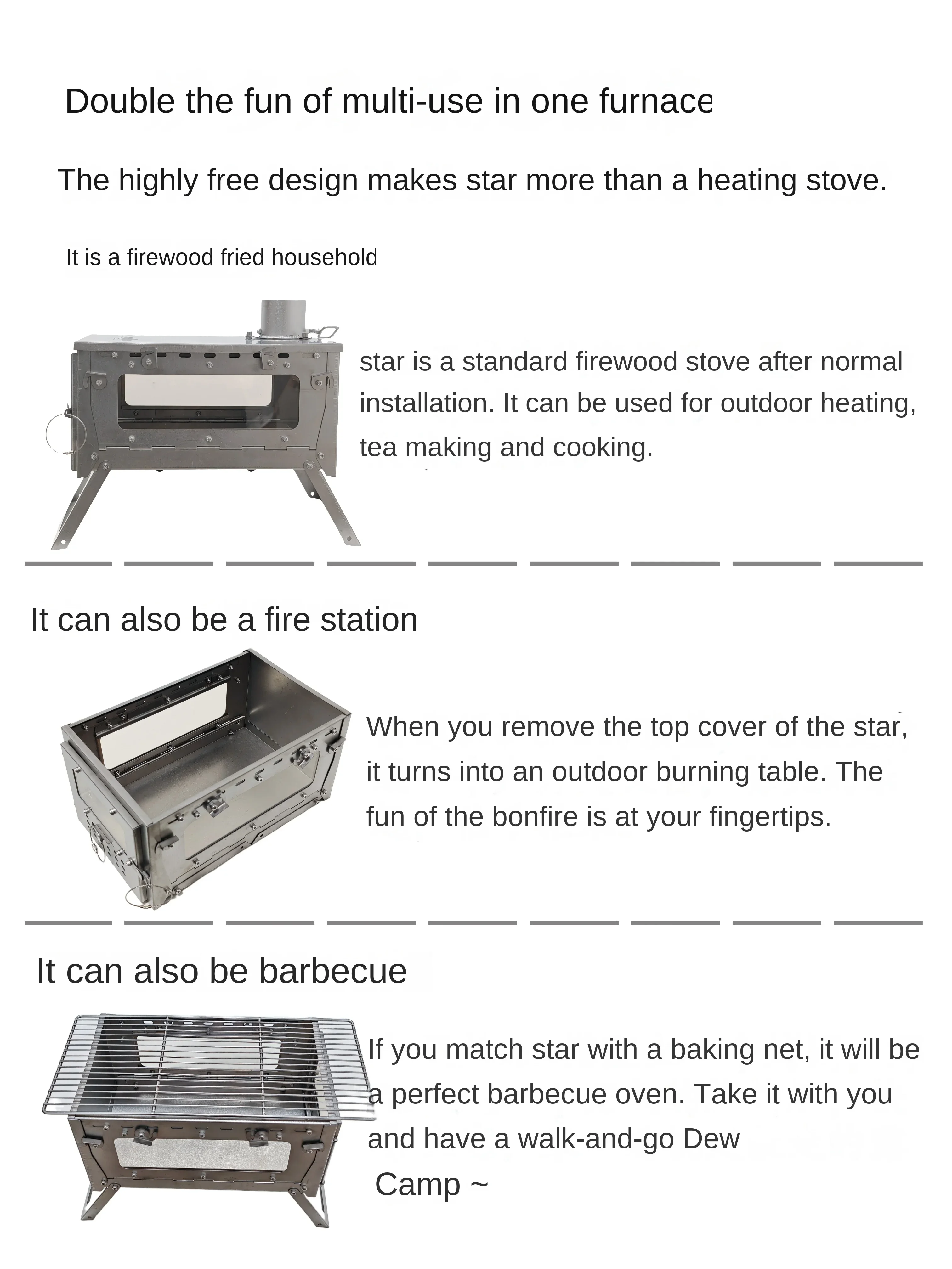 Wt star-tiチタン合金折りたたみ薪ストーブ,ストーブ - Cooking On Camping Stove のレビューと価格