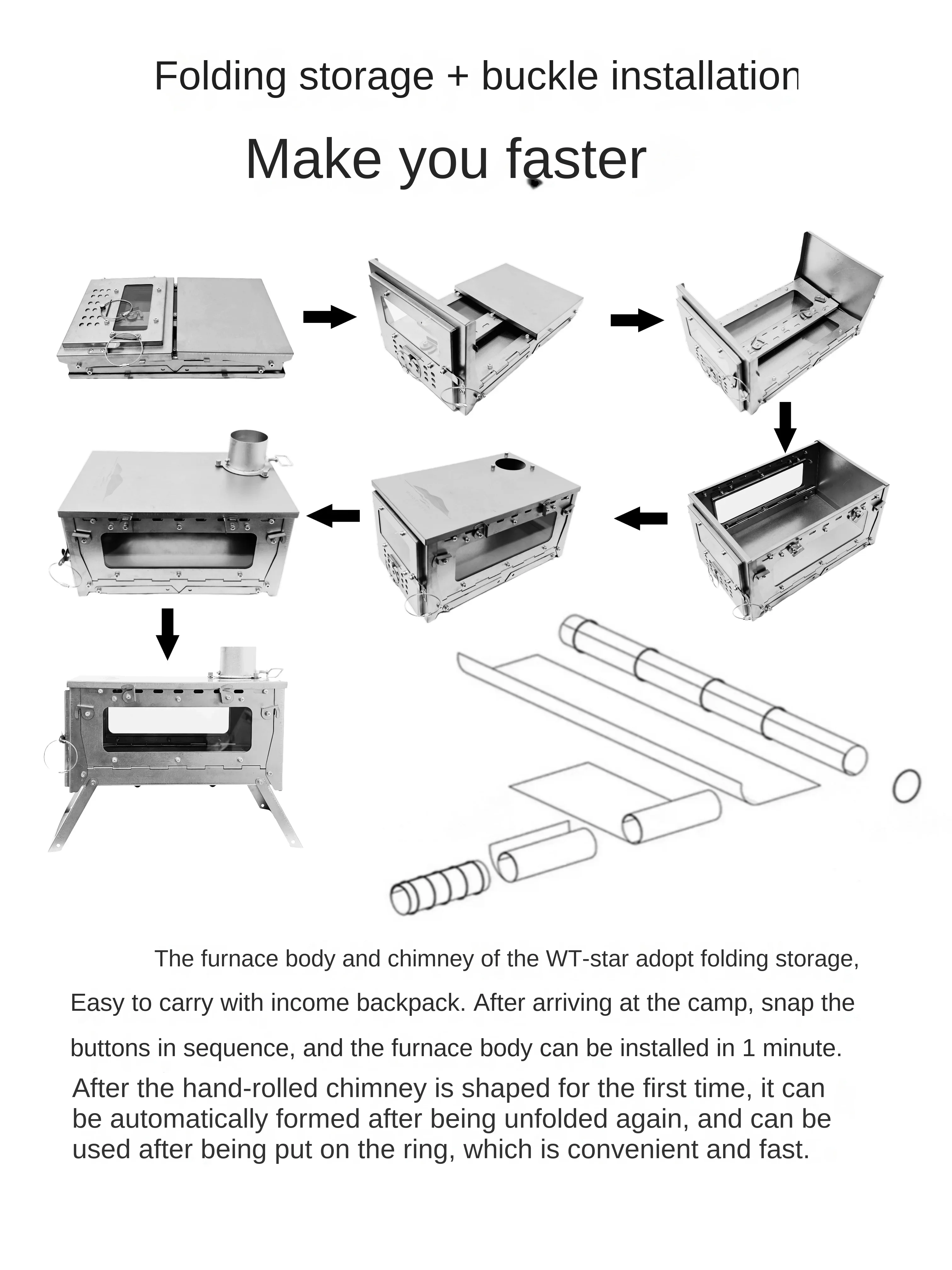 Wt star-tiチタン合金折りたたみ薪ストーブ,ストーブ - Cooking On Camping Stove のレビューと価格