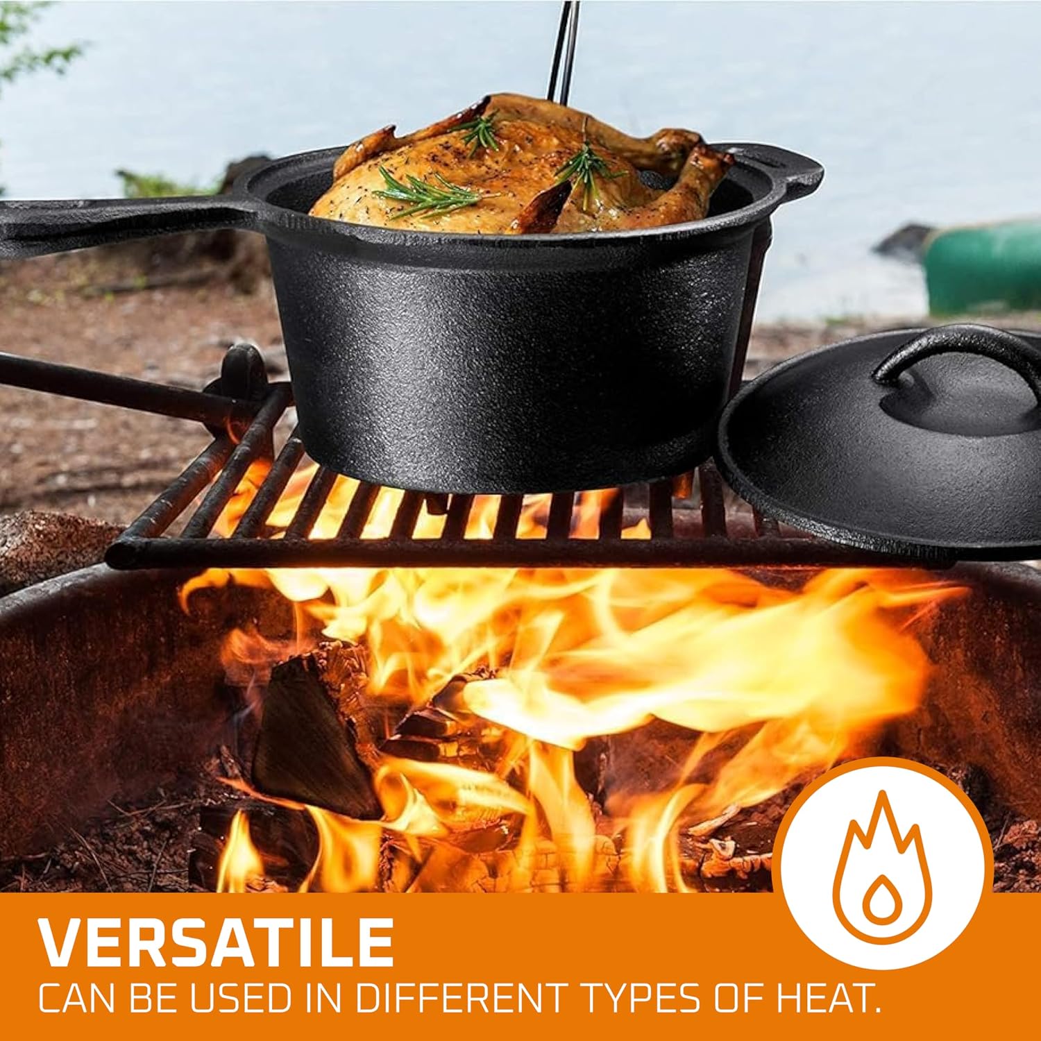 キャンプ用調理器具7点セット。 プレシーズン加工済みの鋳鉄製 - Camp Dutch Oven Cast のレビューと価格