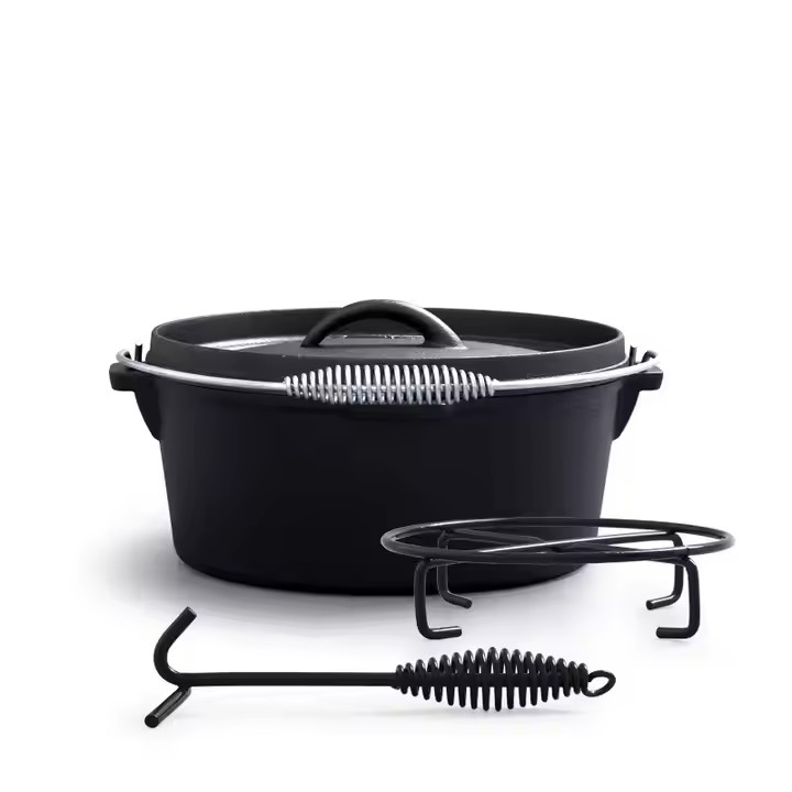鋳鉄製ダッチポット 無塗装 厚手 キャンプ用ソースパン ハン - Camp Dutch Oven Cast のレビューと価格