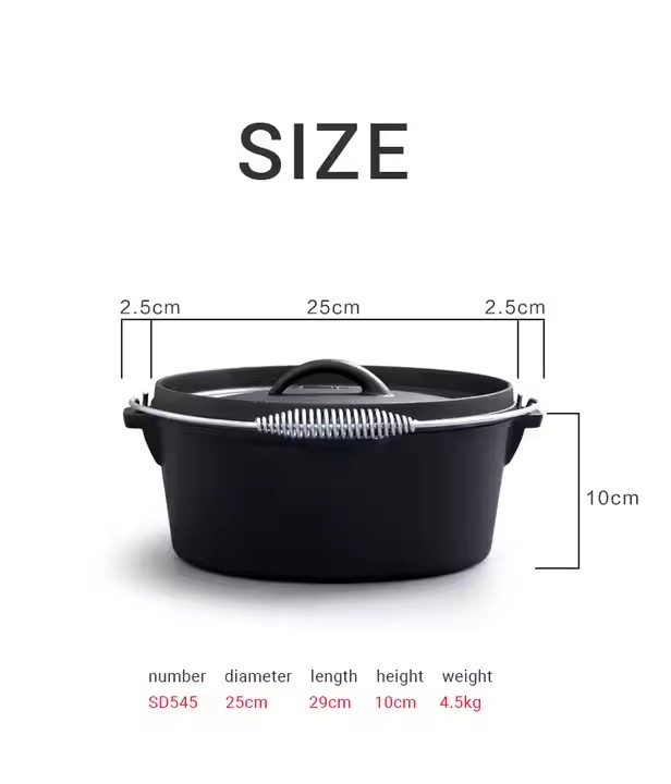 鋳鉄製ダッチポット 無塗装 厚手 キャンプ用ソースパン ハン - Camp Dutch Oven Cast のレビューと価格