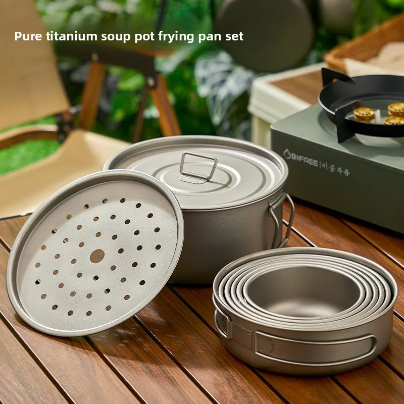 チタンアウトドアポットセットピクニックキャンプセット食器折り - Camping Cooking Set Lightweight のレビューと価格