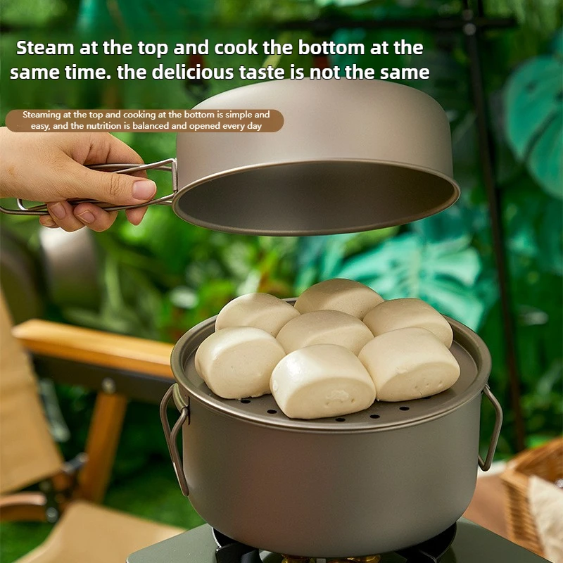 チタンアウトドアポットセットピクニックキャンプセット食器折り - Camping Cooking Set Lightweight のレビューと価格