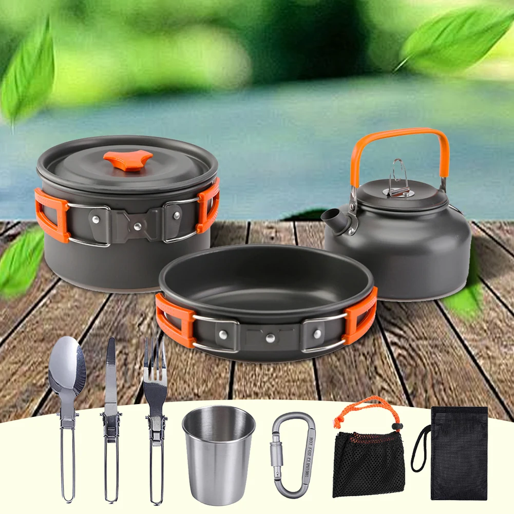キャンプ調理器具キット ケトル ポット パン クックセット  - Camping Cooking Set Lightweight のレビューと価格