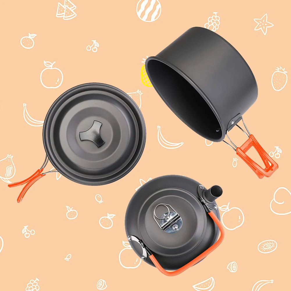 キャンプ調理器具キット ケトル ポット パン クックセット  - Camping Cooking Set Lightweight のレビューと価格