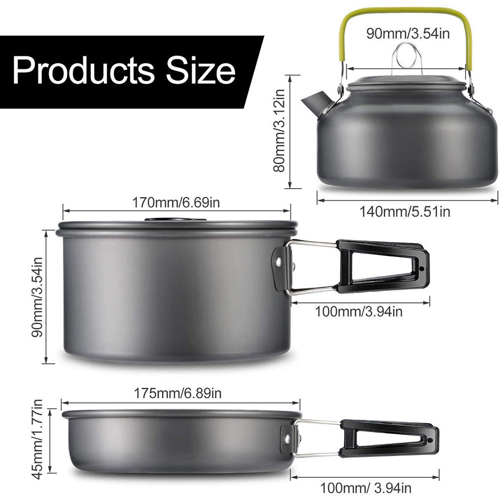 アルミ合金製のアウトドアキャンプ用調理器具セット、鍋にこびり - Camping Cooking Gear のレビューと価格